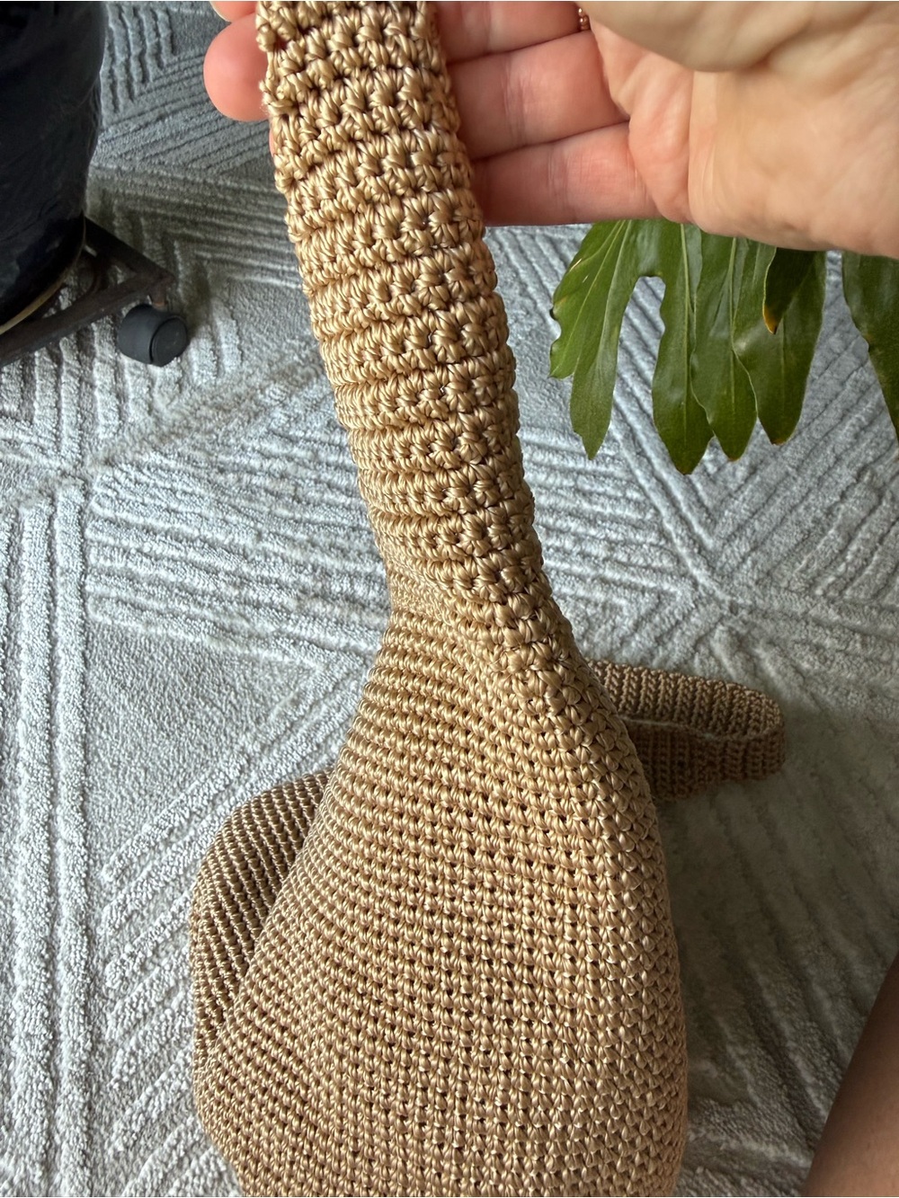 Crochet Crossbody Bag in Natural Tan - Picture 2 of 13